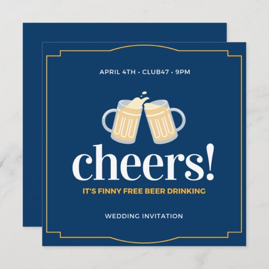 無料おもしろいビールとA結婚ズ 招待状 (正面/裏面)