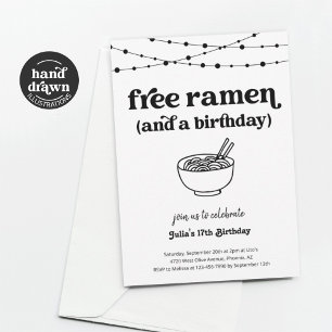 無料おもしろいラーメン誕生日パーティーへの招待 招待状