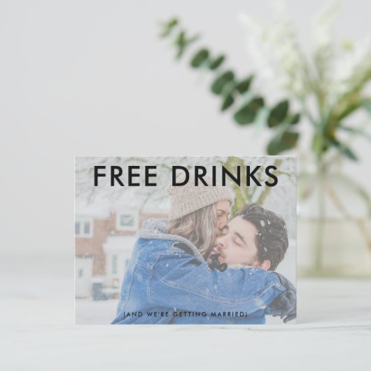 無料おもしろい不透明な写真結婚式の日付を保存 案内ポストカード (スタンド正面)