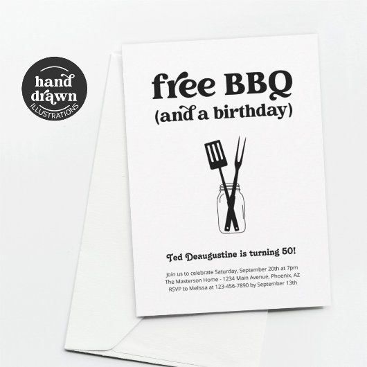 無料おもしろいBBQ誕生日パーティー招待 招待状