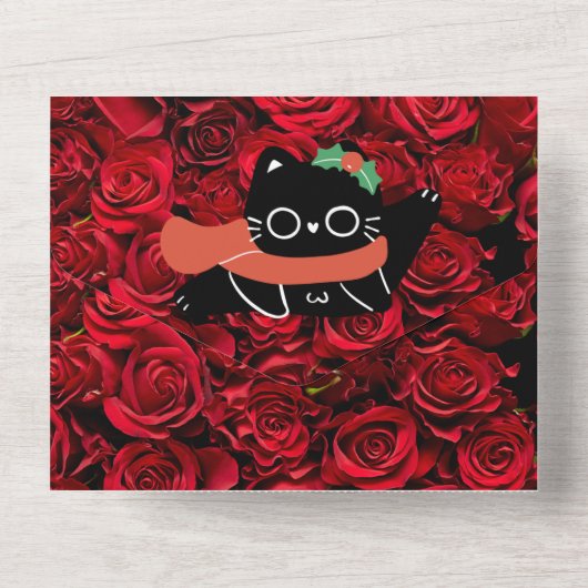 無料かわいいおもしろい猫誕生日カード オールインワン招待状 (裏面)