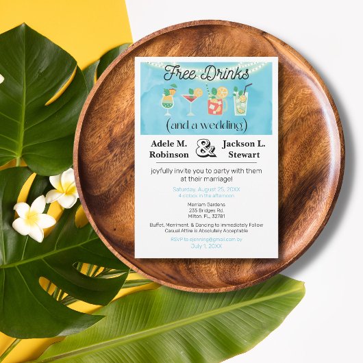 無料で楽しいドリンク（と結婚式の招待状） 招待状