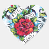 無料で簡単古い学校のタトゥーバラとバナー ハートシール (正面)