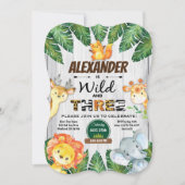 無料で3歳の誕生日の招待サファリ 招待状 (正面)