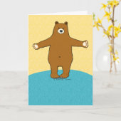 無料のクマの抱っこ記念日 カード (黄色い花)