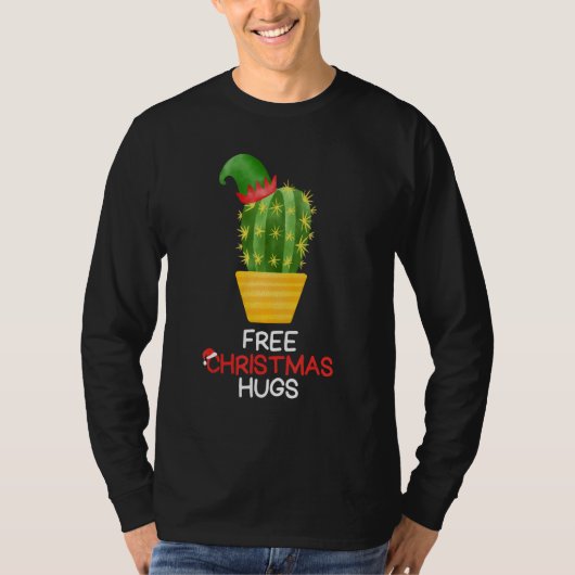 無料のクリスマスの抱擁サボテン Tシャツ (正面)