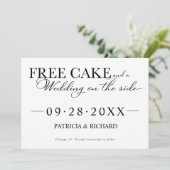 無料のケーキおもしろい結婚式の日付を保存する非写真 招待状 (スタンド正面)