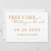 無料のケーキおもしろい結婚式の日付を保存する非写真 招待状 (正面)