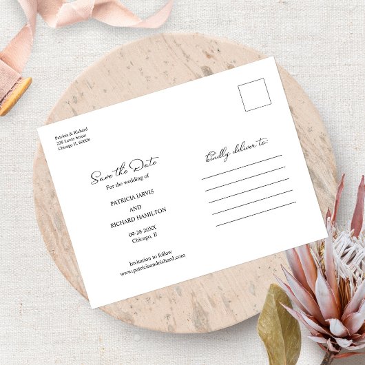 無料のケーキおもしろい結婚式の日付を保存フルフォト ポストカード