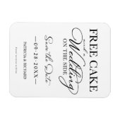 無料のケーキと結婚サイドのAの日付を保存 マグネット (横)