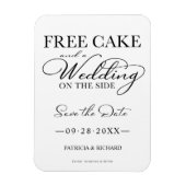無料のケーキと結婚サイドのAの日付を保存 マグネット (縦)