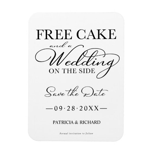 無料のケーキと結婚サイドのAの日付を保存 マグネット (縦)