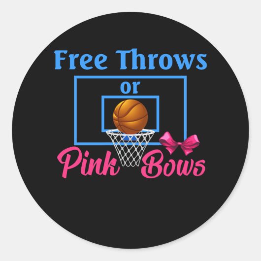 無料のスローまたはピンクの弓ジェンダーの表示デザイン ラウンドシール (正面)