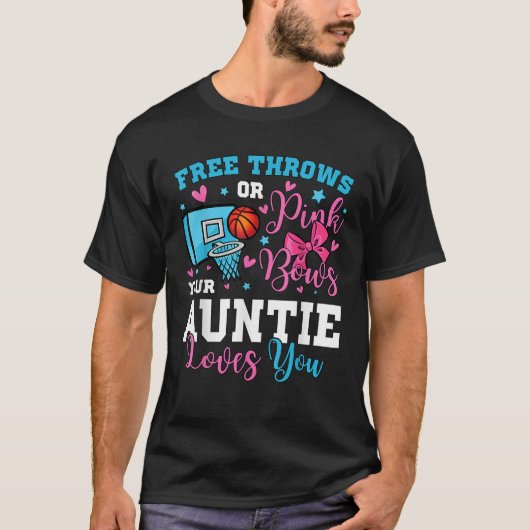 無料のスローまたはピンクの弓Auntie愛あなた性別R Tシャツ (正面)