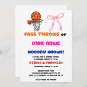 無料のスローまたはピンクの湾曲性別の表示パーティー 招待状 (正面/裏面)