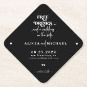 無料のドリンクのウェディングは日付パップを保存する ペーパーコースター (正面)