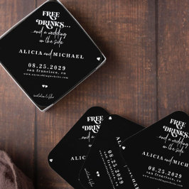 無料のドリンクのウェディングは日付パップを保存する ペーパーコースター