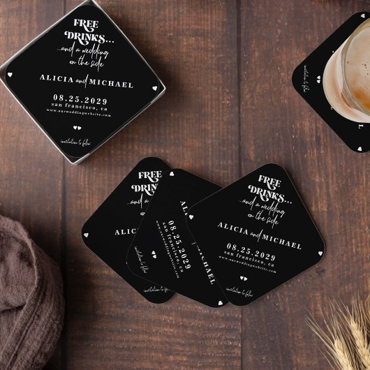 無料のドリンクのウェディングは日付パップを保存する ペーパーコースター