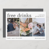 無料のドリンク3枚の写真 ウェディング・セーブ・ザ・デート セーブザデート (正面/裏面)