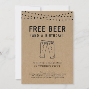 無料のビールおもしろい大人の誕生日パーティーへの招待 招待状