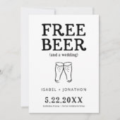 無料のビールとユーモアのSave the Dateカード 招待状 (正面)
