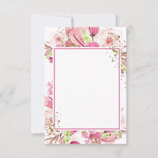 無料のブライダル招待状 ファンタスティックなピンクの花柄のウェディング Invita 招待状 (正面)