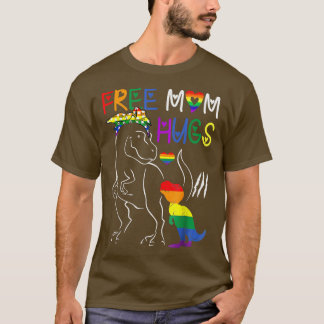 無料のマハグLGBTプライドママ恐竜レックスTシャツ Tシャツ