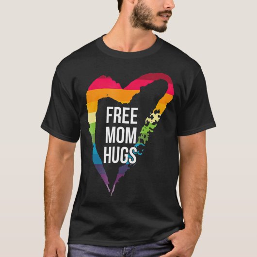 無料のママはLGBTにハグ Tシャツ (正面)