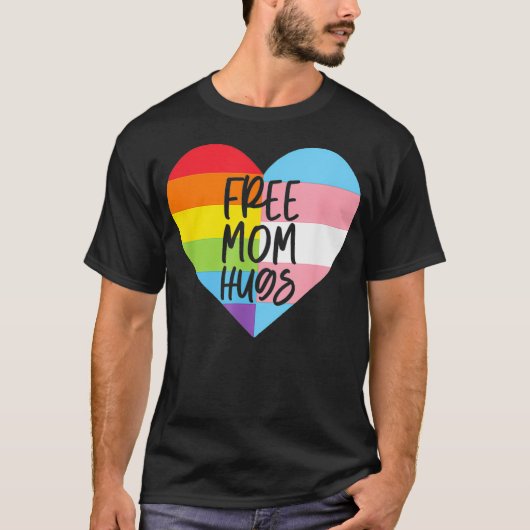 無料のママハグ トランスジェンダーの代名詞 LGBTQ 性別 ノンバイナリー Tシャツ (正面)