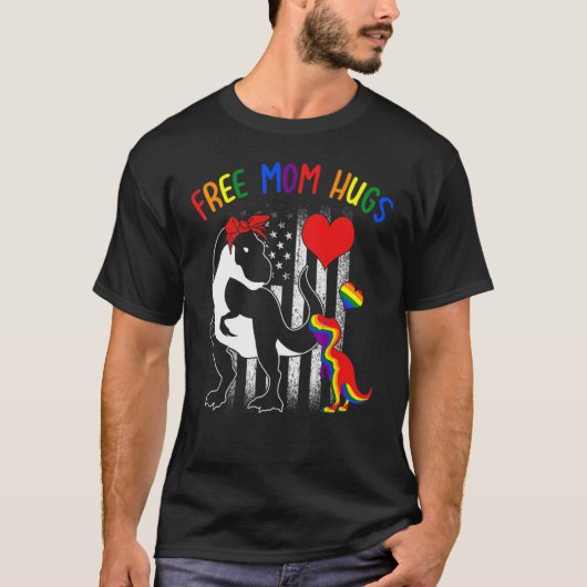 無料のママHugs LgbtレックスレインボートランスジェンダープライドM Tシャツ (正面)