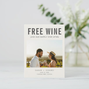 無料のワイン(そして私たちの幸せな後結婚) 案内ポストカード