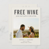 無料のワイン(そして私たちの幸せな後結婚) 案内ポストカード (正面/裏面)
