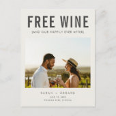 無料のワイン(そして私たちの幸せな後結婚) 案内ポストカード (正面)