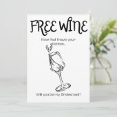 無料のワイン - 花嫁の伴娘へのお願い サンキューカード (スタンド正面)