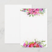 無料の予算 ピンクの水彩花のウェディング 招待状 (正面/裏面)