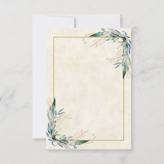 無料の予算 ユーカリとゴールドの結婚式の招待状 招待状 (正面)