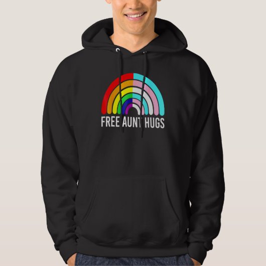 無料の叔母ハグレインボートランスジェンダー国旗Lgbtqゲイ パーカ (正面)