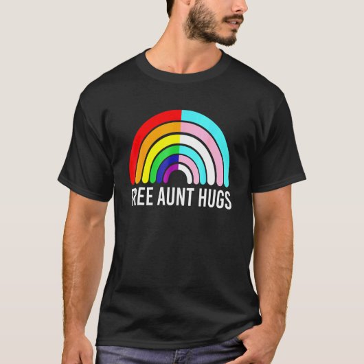 無料の叔母ハグレインボートランスジェンダー国旗Lgbtqゲイ Tシャツ (正面)