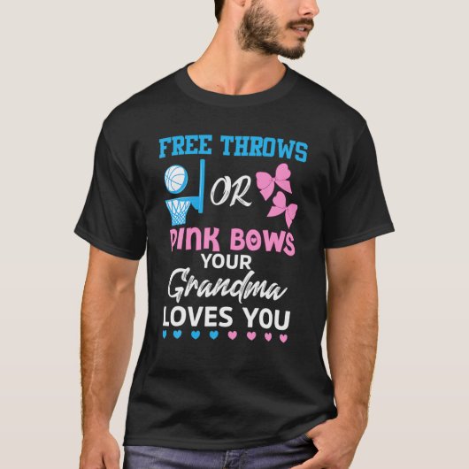 無料の投げまたはピンクの弓おばあちゃんは性別を愛している Tシャツ (正面)