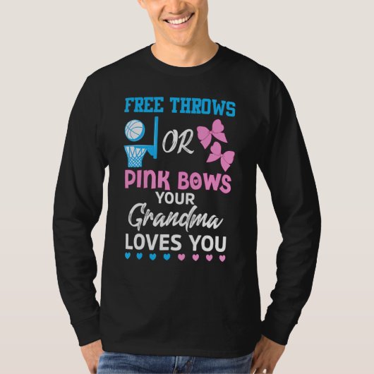 無料の投げまたはピンクの弓おばあちゃんは性別を愛している Tシャツ (正面)