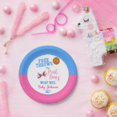 無料の投げまたはピンクの弓バスケットボールジェンダーの明け ペーパープレート (パーティー)