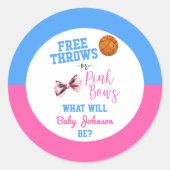 無料の投げまたはピンクの弓バスケットボールジェンダーの明け ラウンドシール (正面)