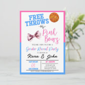 無料の投げまたはピンクの弓バスケットボールジェンダーの明け 招待状 (スタンド正面)