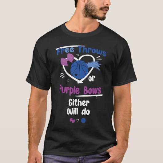 無料の投げまたは紫の弓は性別Rをする Tシャツ (正面)