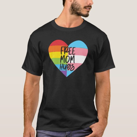 無料の母ハグトランスジェンダー代名詞LGBTQジェンダーNo Tシャツ (正面)