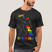 無料の母ハグLGB母ママサウルス虹ギフト Tシャツ (正面)