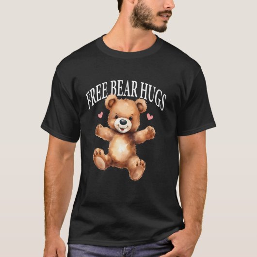 無料の熊のハグ かわいいテディベア ミニハート Tシャツ (正面)