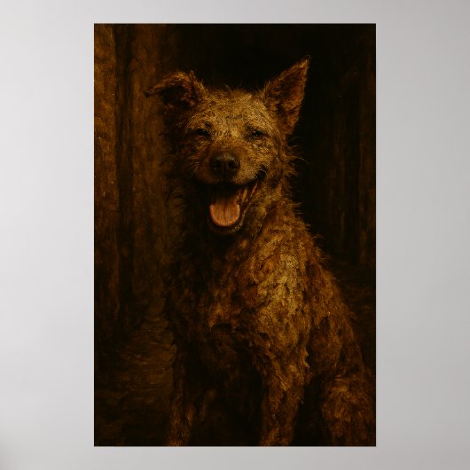 無料の笑顔: くたびれた路地の犬 ポスター (正面)