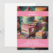 無料の誕生日ケーキ 招待状 (正面/裏面)