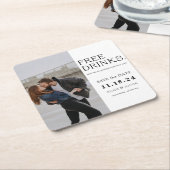 無料の飲み物が日付を節約 スクエアペーパーコースター (アングル)